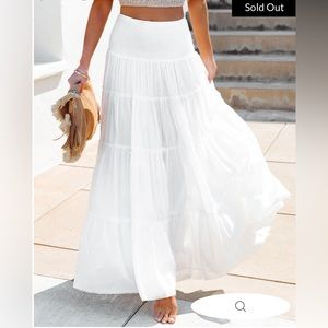 CRUZ COTTON SMOCKED TIERED MAXI SKIRT (medium)